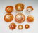 9 PC. FOOTED BOWL ORANGE CARNIVAL GLASS COLLECTION - 2