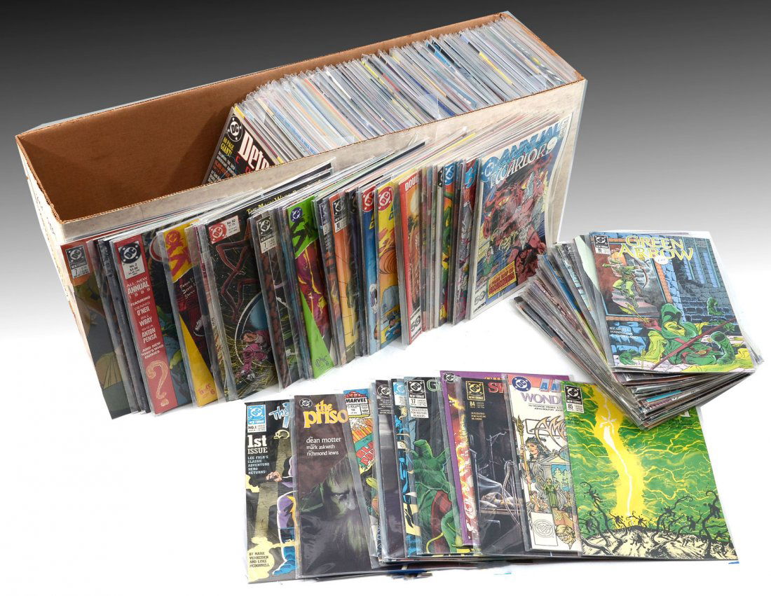 250+ DC COMIC BOOK COLLECTION: 250+ DC COMIC BOOK COLLECTION: $1.25 and up. Including titles such as Batman, The New Teen Titans, Animal Man, The Phantom, Star Trek, Superman, and Many More. All reside in a long case box.