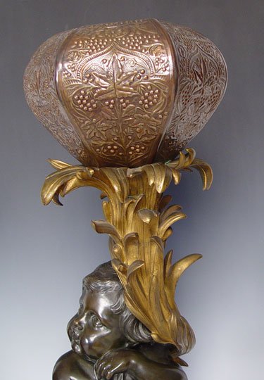 PAIR BRONZE FIGURAL CHERUB CHENETS  - 7