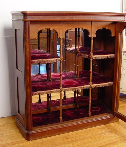 VICTORIAN WALNUT BOOKCASE DISPLAY CABINET - 2