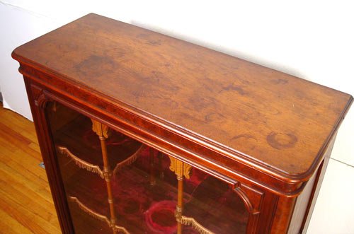 VICTORIAN WALNUT BOOKCASE DISPLAY CABINET - 3