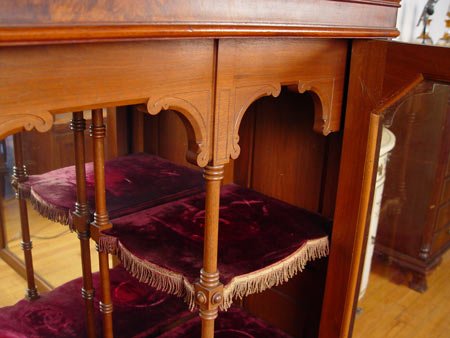 VICTORIAN WALNUT BOOKCASE DISPLAY CABINET - 5