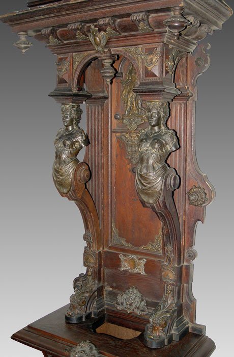 ORNATE BRONZE MOUNTED CARVED LONGCASE CLOCK CASE - 3