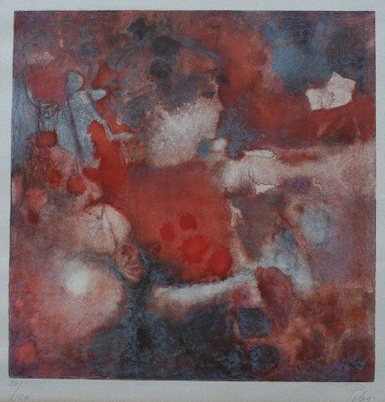 HECTOR POLEO LITHOGRAPH: POLEO, Hector, (Venezuela, 1918-): Abstract Figures, Lithograph, sight size 18 3/4" x 18 1/2", pencil signed, numbered 30/120, contemporary frame, 24" x 23 1/2". Condition - Mat burn in margins eviden