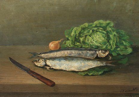 BODDEUST STILL LIFE OF FISH OIL/WOOD
