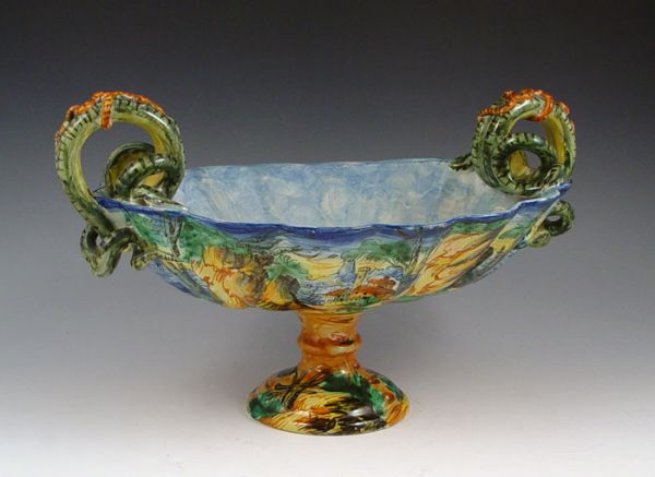 CANTAGALLI ITALIAN CERAMIC PEDESTAL CENTER BOWL