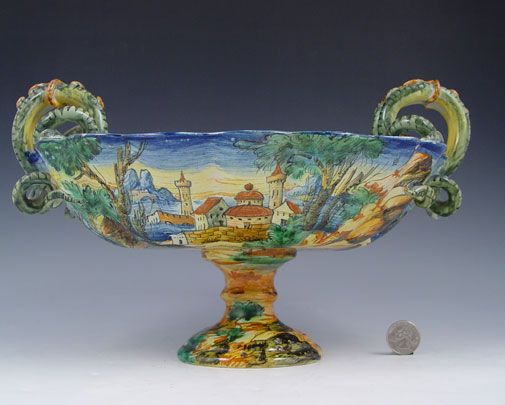 CANTAGALLI ITALIAN CERAMIC PEDESTAL CENTER BOWL - 3