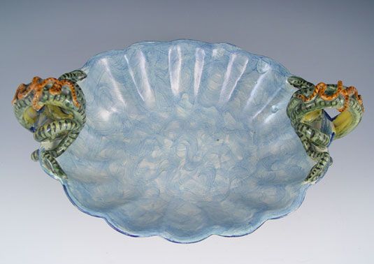 CANTAGALLI ITALIAN CERAMIC PEDESTAL CENTER BOWL - 5