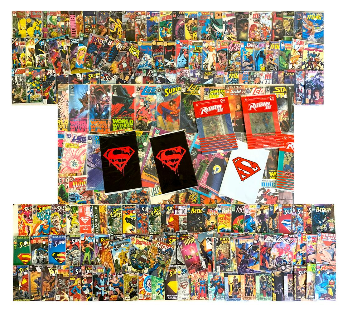 250+ DC COMIC BOOK COLLECTION: 250+ DC COMIC BOOK COLLECTION: Comprising titles such as Superman, Wonder Woman, Star Trek, Adventure, Blue Devil, Robin II, and Many More. Early and Newer comics. All reside in a long case box.