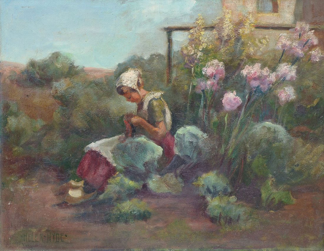 YOUNG DUTCH GIRL PAINTING SIGNED HELEN HYDE: YOUNG DUTCH GIRL PAINTING SIGNED HELEN HYDE: Oil/Canvas, 12.5" x 16", signed lower left, dated '93, gilded frame, 16" x 19.5".