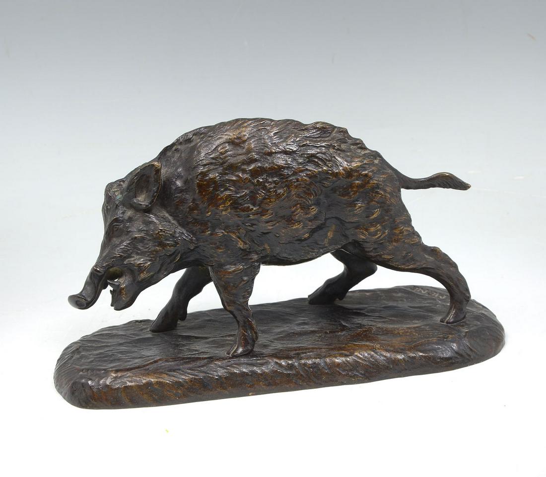 P. J. MENE WILD BOAR BRONZE: MENE, Pierre Jules, (1810-1879): Wild Boar, Bronze, 5.5'' in height, signed marked Sanglier N3 on the underside.