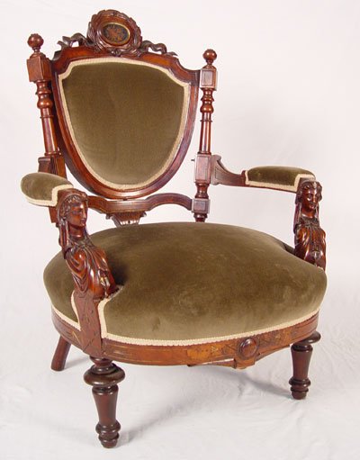 PAIR CARVED VICTORIAN CHAIRS attrib. John Jelliff - 3