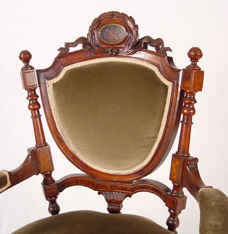 PAIR CARVED VICTORIAN CHAIRS attrib. John Jelliff - 7