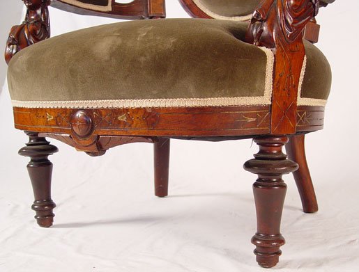 PAIR CARVED VICTORIAN CHAIRS attrib. John Jelliff - 9