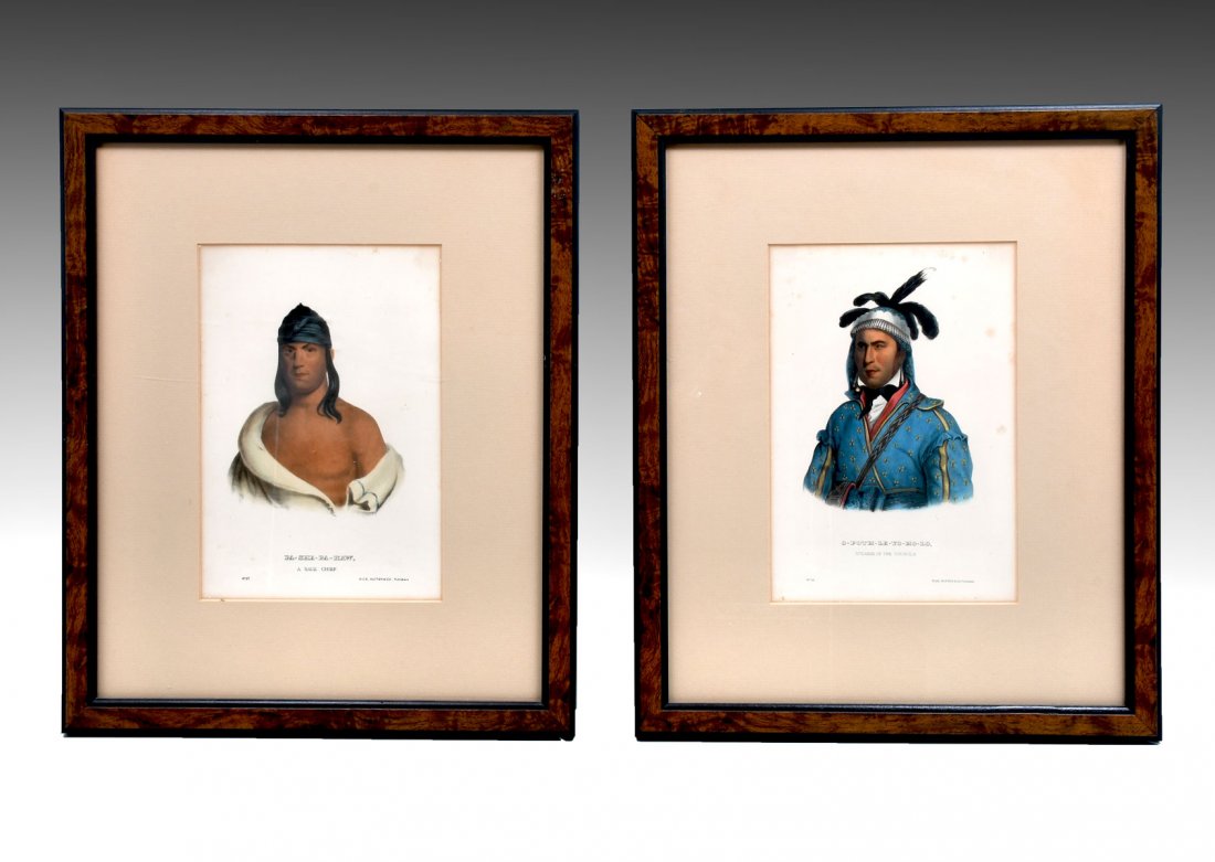2 NATIVE AMERICAN INDIAN LITHOGRAPHS: 2 NATIVE AMERICAN INDIAN LITHOGRAPHS: 1) ''O-Poth-Le-Yo-Ho-Lo'', Speaker of the Councils, by Rice, Rutter and Co., sight size 10'' x 7'', framed, 18'' x 14.75''; 2) ''Pa-She-Pa-Haw'', A Saux Chief, by