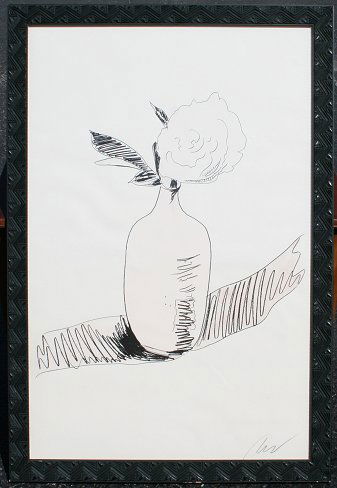 ANDY WARHOL SIGNED COLOR LITHOGRAPH FLOWER IN VASE: WARHOL, Andy, (American, 1928-1987): Still Life from the Flowers Portfolio, 1974, Hand Colored Screenprint, 40 1/2" x 27 1/2", pencil signed, verso the piece is numbered 148/250, signed and dated in p