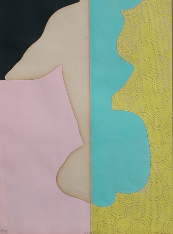 BARBARA KWASNIEWSKA POLISH ABSTRACT PRINT 1956: KWASNIEWSKA, Barbara, (Polish, 1931-): ''Attente'', Mixed Media Print, 30'' x 22 1/2'', signed lower right, titled verso, dated 1956, framed, 46'' x 37''.