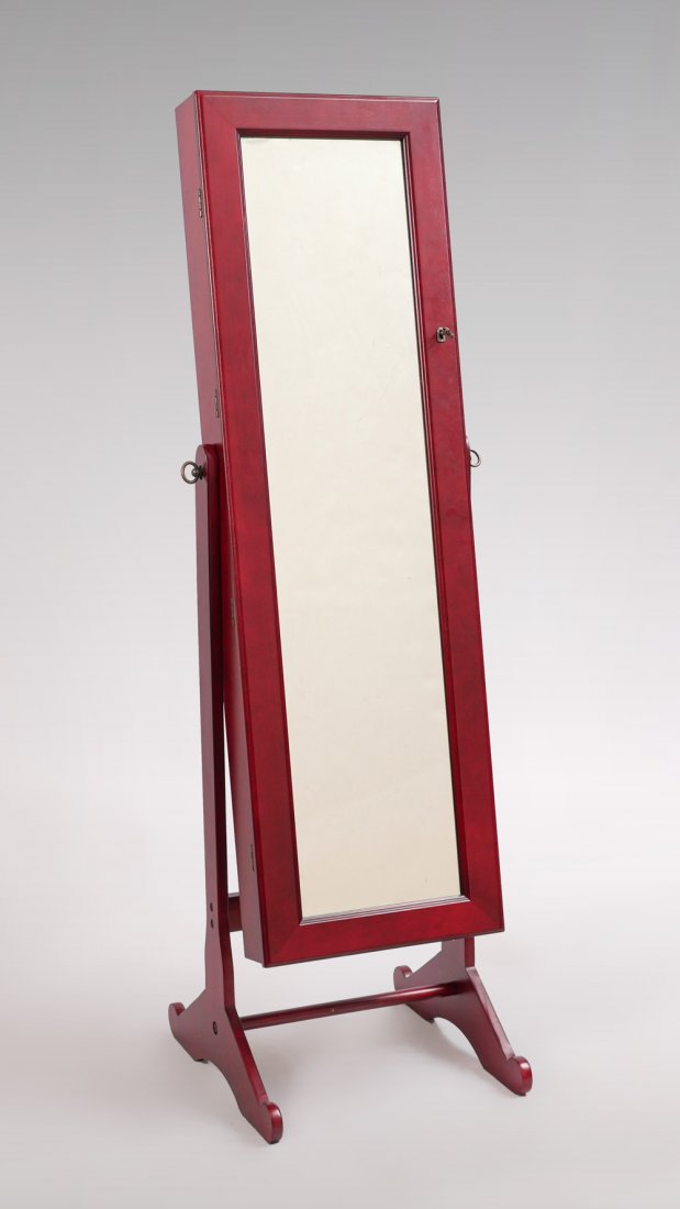 DRESSING MIRROR/JEWELRY CABINET: DRESSING MIRROR/JEWELRY CABINET: Jewelry Armoire by Lori Greiner. The adjustable design holds up to 350 rings, necklaces, bracelets, and earrings. A mirror on the outside provides the perfect place to