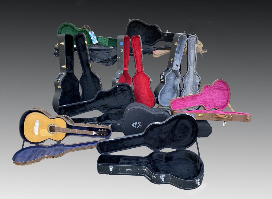 LARGE LOT OF GUITAR CASES: LARGE LOT OF GUITAR CASES: Including Gibson.