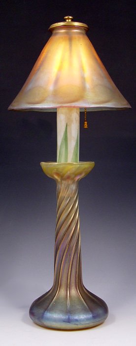 TIFFANY FAVRILE GLASS CANDLESTICK LAMP