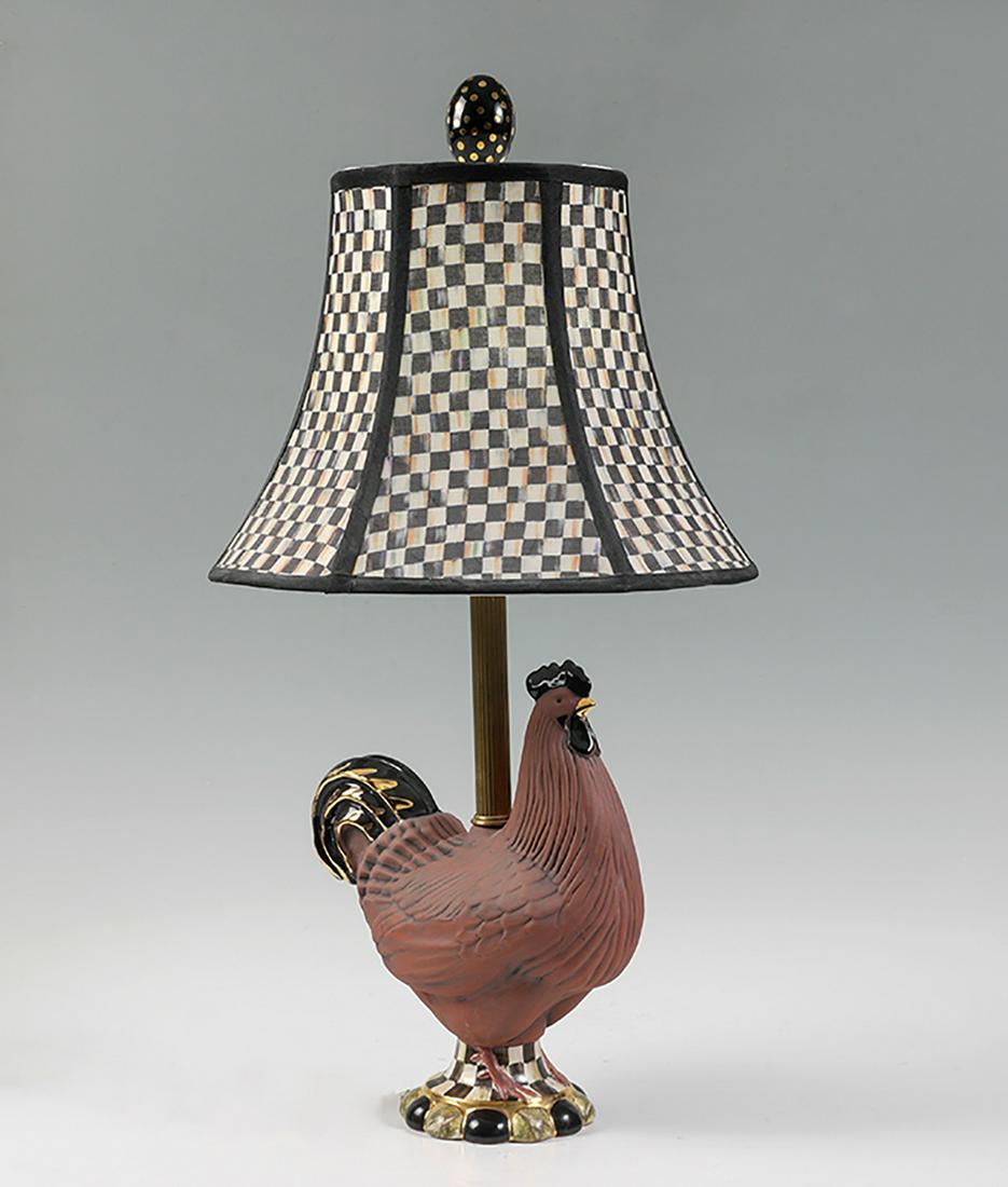 MACKENZIE CHILD ROOSTER LAMP: MACKENZIE-CHILDS ROOSTER TABLE LAMP: From the Mackenzie-Childs website ''With a clucker plucked right from our Finger Lakes farm, our Rooster Table Lamp can transform any room into your very own Chick