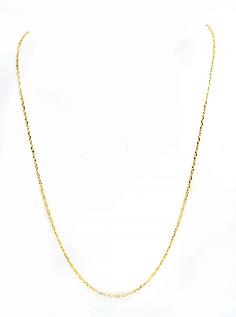 80s ITALIAN LONG GUCCI STYLE ANCHOR LINK CHAIN: 80s ITALIAN LONG GUCCI STYLE ANCHOR LINK CHAIN: 14K yellow gold Gucci style chain is 30'' long and weighs 7.62 grams.