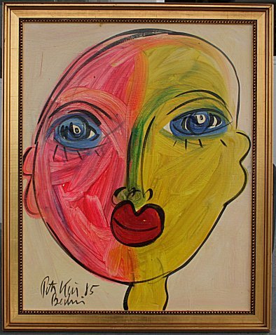 PETER KEIL ANDY WARHOL PAINTING: KEIL, Peter, (German, 1942-): "My Friend Any Warhol", OIL/Canvas, 30" x 24", signed dated '85, titled verso, framed, 34" x 28".
