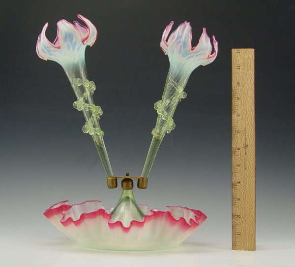 VICTORIAN ART GLASS EPERGNE - 2