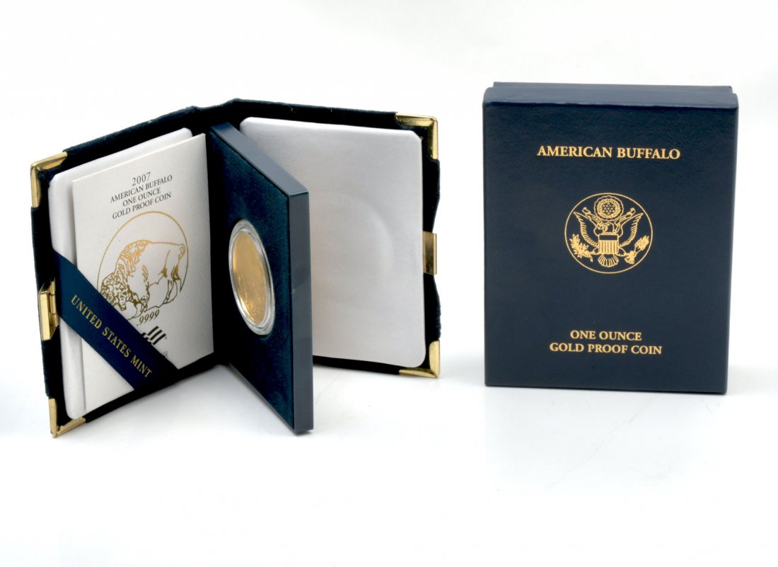 2007 AMERICAN BUFFALO $50 ONE OUNCE GOLD PROOF COIN: 2007 AMERICAN BUFFALO $50 ONE OUNCE GOLD PROOF COIN: housed in original U.S. Mint packaging. This coin is marked W and is .999 pure gold.