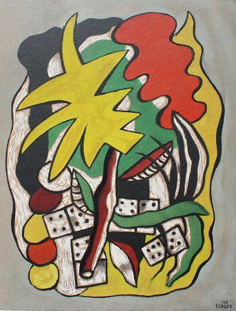 FERNAND LEGER LITHOGRAPH COMPOSITION AUX DOMINOES: LEGER, Fernand, (French, 1881-1955): Composition Aux Dominoes, Lithograph, 25 5/8'' x 19 1/2'', framed, 33'' x 27'', Stratton blindstamp lower left.