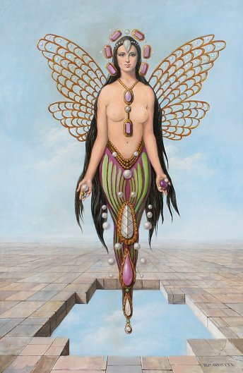 RAYMOND WHYTE LEMURA PAINTING: WHYTE, Raymond, (American, 1923-2002): ''Lemura'', OIL/Board, 36'' x 24'', signed, framed, 44'' x 31''.