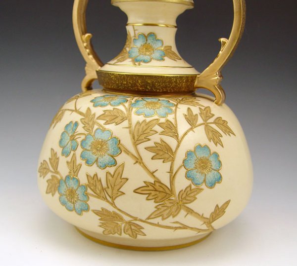 LARGE FAIENCE MFG. GILDED VASE Edward Lycett: - 2