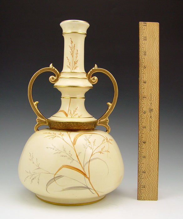 LARGE FAIENCE MFG. GILDED VASE Edward Lycett: - 3