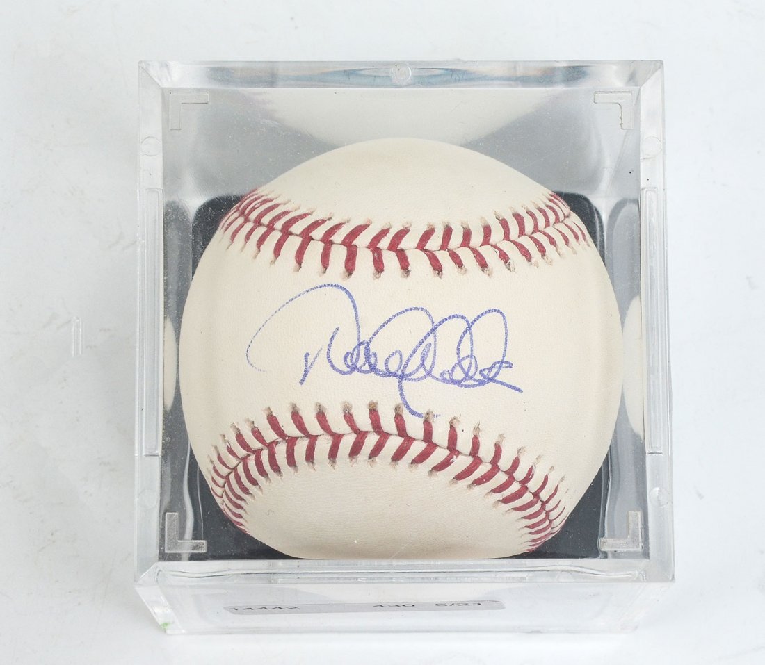DEREK JETER SWEETSPOT AUTOGRAPHED MLB BASEBALL INR: DEREK JETER SWEETSPOT AUTOGRAPHED MLB BASEBALL IN HOLDER: Excellent condition from the Mitch Shriber Collection.