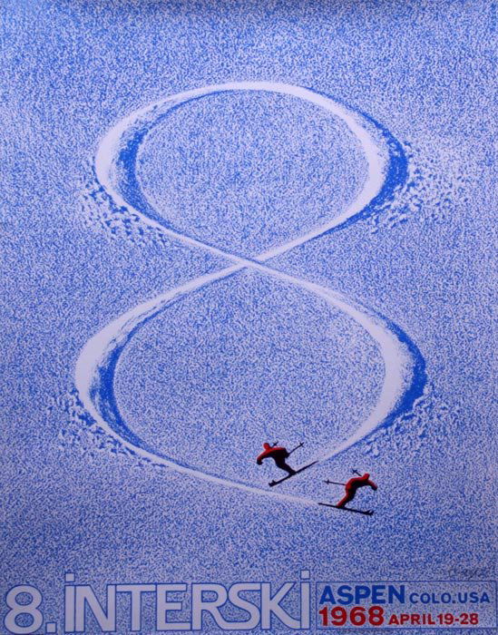 HERBERT ASPEN POSTER: BAYER, Herbert, (German, 1900-1985): Aspen Interski, Poster, 28" x 22", signed and dated '68 in the plate, pencil signed, unframed.