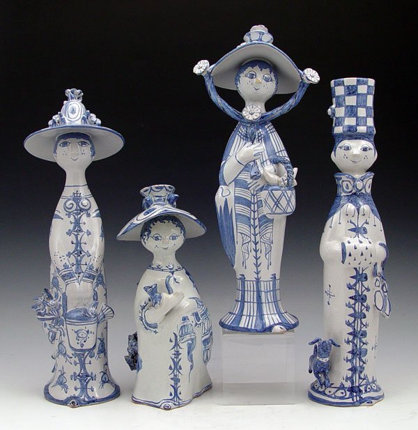 4 PIECE BJORN WIINBLAD DANISH CERAMIC FIGURES: GROUP OF 4 BJORN WIINBLAD DANISH CERAMIC FIGURES: Hand painted, representing the four seasons, 9 1/2" - 13 1/"h.