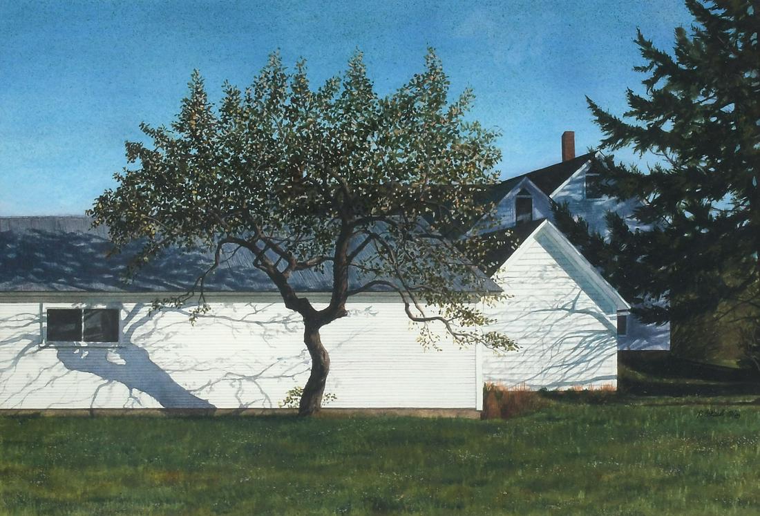 R. ECKARD COUNTRY FARMHOUSE WATERCOLOR PAINTING: ECKARD, Randy, (American, b. 1949): Country Farmhouse, Watercolor, sight size 13.5" x 19.5", signed lower right and dated '88, framed, 23.5" x 30".