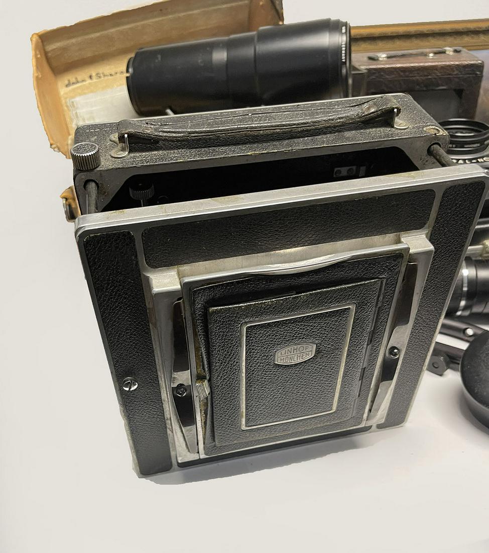 LINHOF MUNCHEN CAMERA FOR PARTS AND LENSES, FILTER: LINHOF MUNCHEN CAMERA FOR PARTS AND LENSES, FILTERS ETC: Estate of Jon Silengo, Photographer for the Military, Disney and Instructor at El Camino College CA.