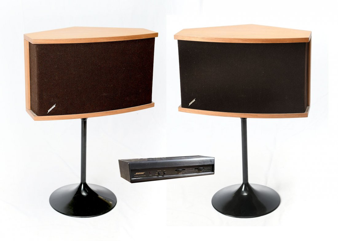 PAIR BOSE 901 SPEAKERS WITH STANDS: PAIR BOSE 901 SPEAKERS WITH STANDS: From the estate of John Ariosa Jr., founder of the Sheffield Institute for the Recording Arts. Sold as is, not tested.