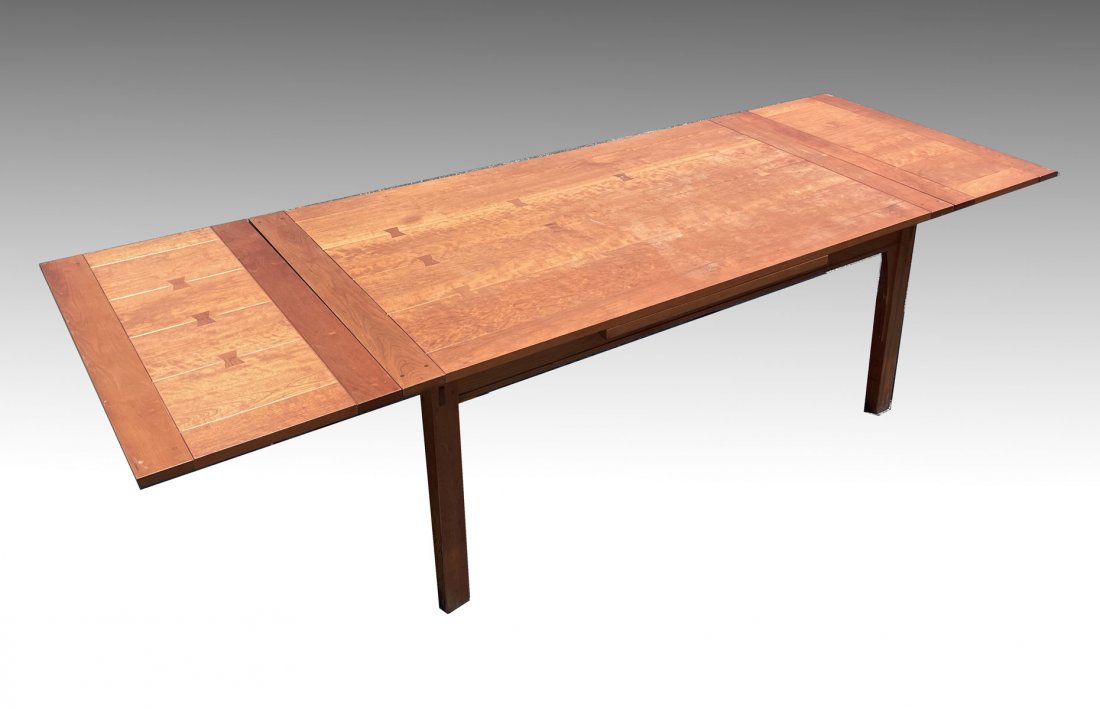 STICKLEY DINING TABLE: STICKLEY DINING TABLE: Arts & crafts style Stickley Dining table, stamped at underside. Approx. 29.5" h x 62" l x 42.25" w.