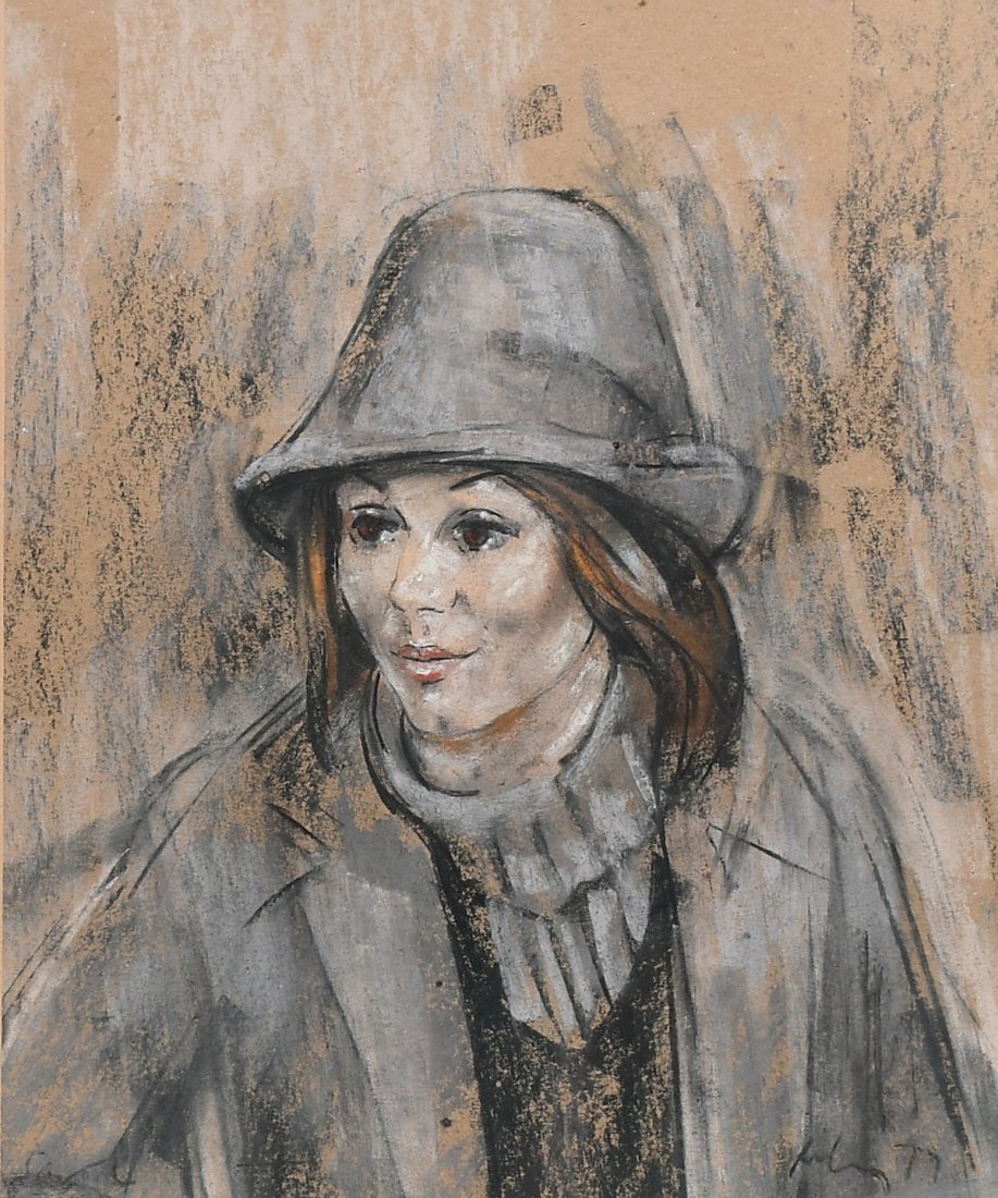 HAROLD RILEY PASTEL PORTRAIT OF A FEMALE: RILEY, Harold Francis, (English, b. 1934): Portrait of a Female, Pastel, sight size 15.5" x 13", signed lower right and dated '79, framed, 26.5" x 23.75".