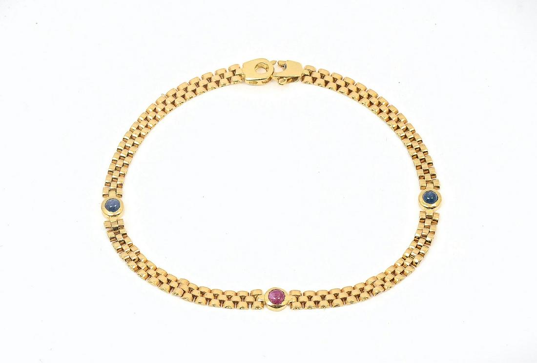 ITALIAN 14K RUBY & SAPPHIRE MINI PANTHER LINK BRAC (1 of 4)