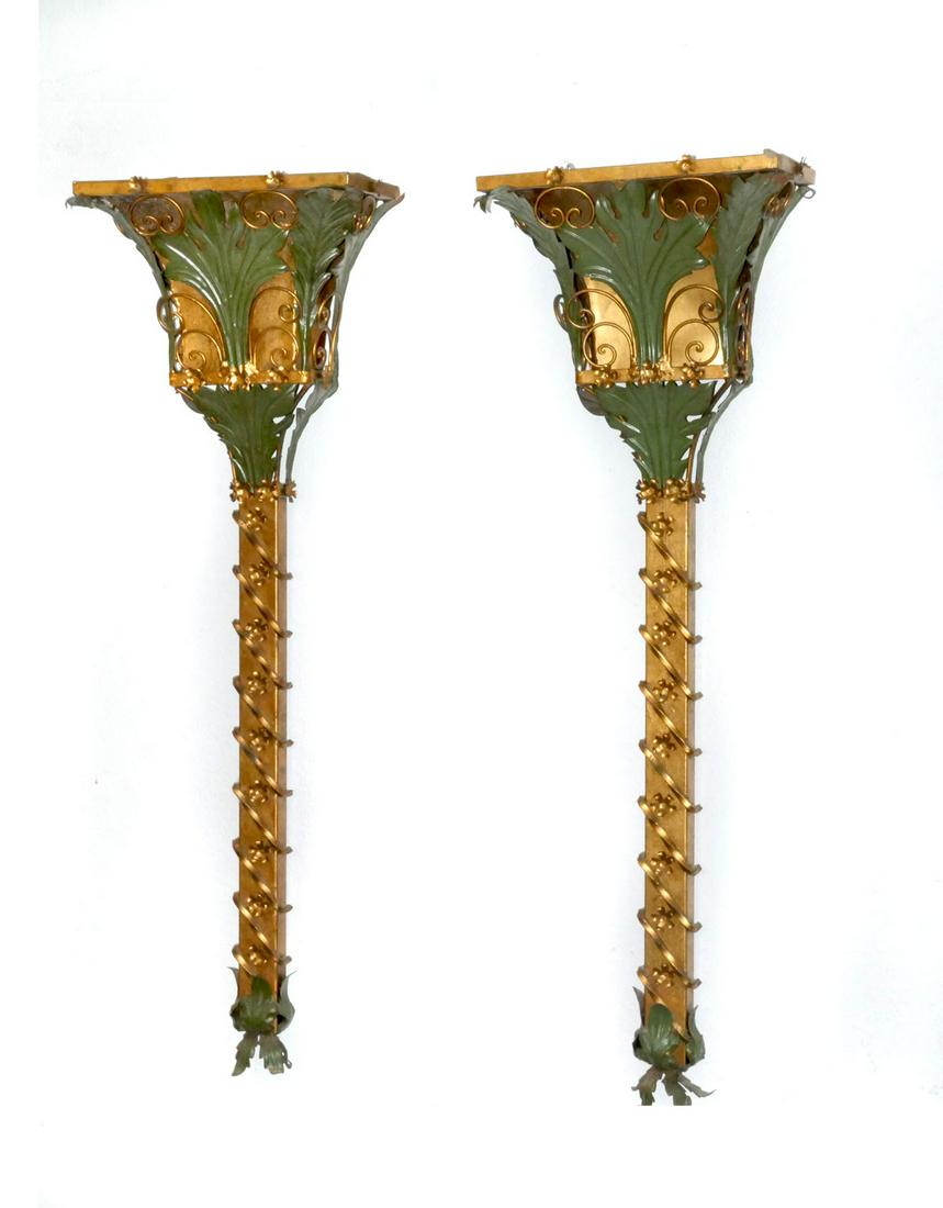 2 PC. ITALIAN GILT METAL WALL SCONCES/PLANTERS (1 of 3)