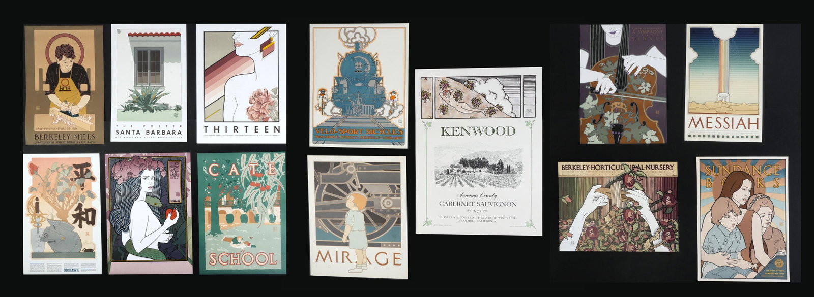 ECLECTIC COLLECTION OF DAVID LANCE GOINES POSTERS: ECLECTIC COLLECTION OF DAVID LANCE GOINES POSTERS: 1) "Heiwa", Created for a Commemorative Exhibit Marking the Opening of the Hiroshima Museum of Modern Art in Japan, 24" x 16"; 2) East-West Furniture