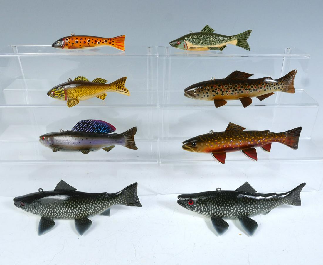 EIGHT PIECE JAMES STANGLAND FISH DECOY LOT (1 of 3)