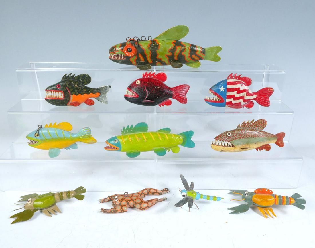 ELEVEN PIECE GORDON SWENARTON FISH DECOY LOT (1 of 3)