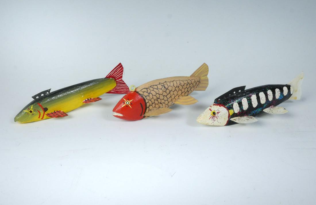 THREE RUDY ZWIEG FISH DECOYS (1 of 3)