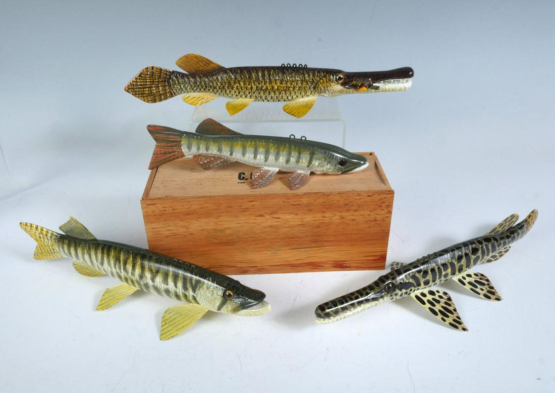 FOUR LARGE CARL CHRISTIANSEN FISH DECOY LOT (1 of 3)