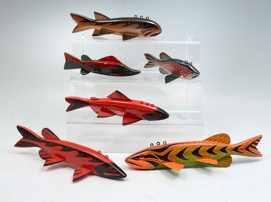 SIX HAND-CARVED AND PAINTED DECOY LOT (1 of 3)