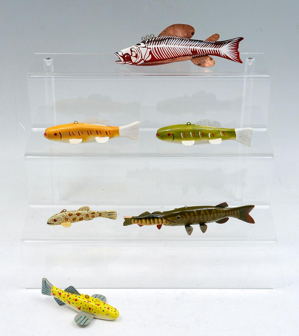 SIX PIECE FISH DECOY LOT (1 of 3)